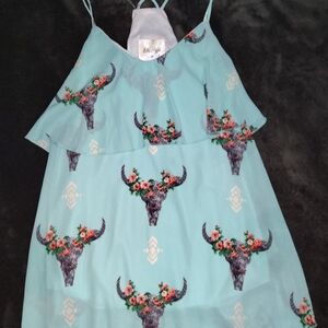 New Teal Floral Bull Camisole